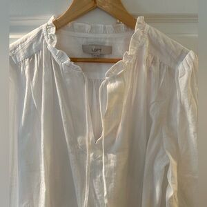 NWOT LOFT white peasant blouse XL